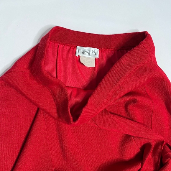 GISPA Italy Red Wool Knit Skirt with Side Slit, Elastic Waist Made in Italy - Picture 7 of 10